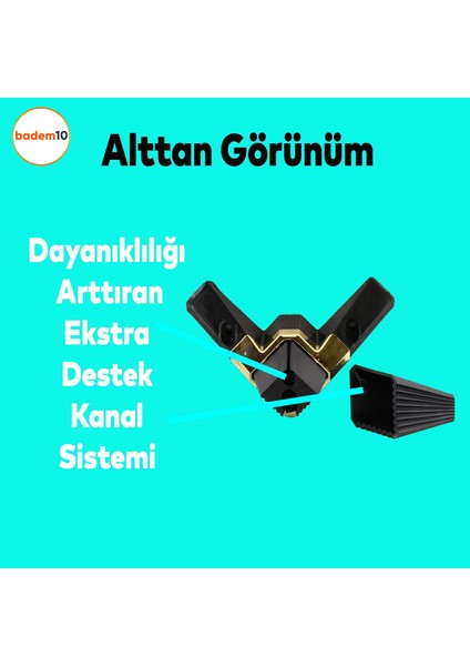 Alcazar Lüks Mobilya Kanepe Sehpa Tv Ünitesi Koltuk Ayağı Baza Ayakları Köşe 12 Cm Siyah Altın