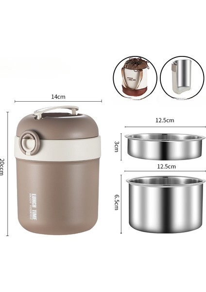 Yalıtımlı Öğle Yemeği Kutusu 304 Paslanmaz Çelik Büyük Kapasiteli Öğle Yemeği Kutusu, Mühürlü ve Ofis Çalışanları ve Öğrencileri Için Taşınabilir (Yurt Dışından)