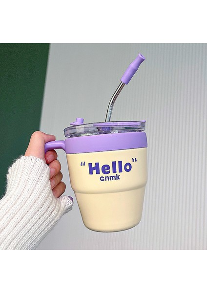 Kişiselleştirilmiş Basit Termos Kupası, Kompakt, Taşınabilir Saman Kahve Kupası, Ofis Evi Handy Cup, Termal Yalıtım Kupası (Yurt Dışından)