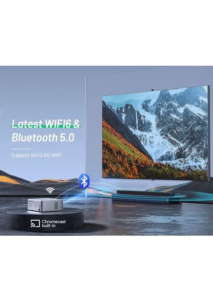 Cıbest Ev Filmi Fhd Projektörü - 4K Destekli Android Tv, 5g Wifi-Bluetooth