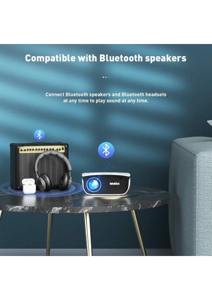 Mini Projektör Wifi ve Bluetooth Özellikli - 1080P Destekli