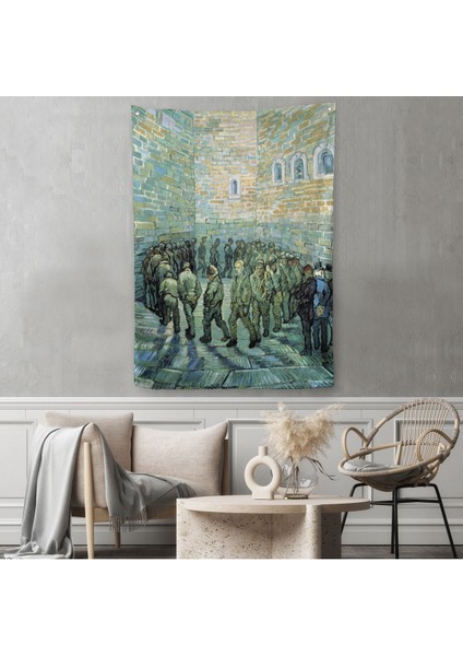 Vincent Van Gogh Tutuklular Çemberi Duvar Örtüsü-Halısı -6445