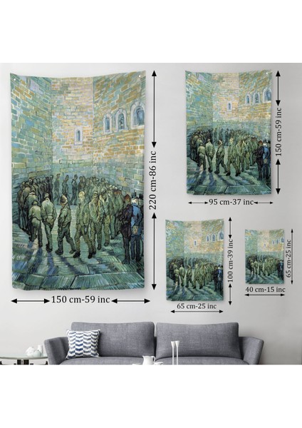 Vincent Van Gogh Tutuklular Çemberi Duvar Örtüsü-Halısı -6445 modelleri
