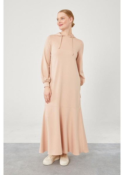 Bej Kapuşonlu Gizli Cep Detaylı Elbise fiyatları