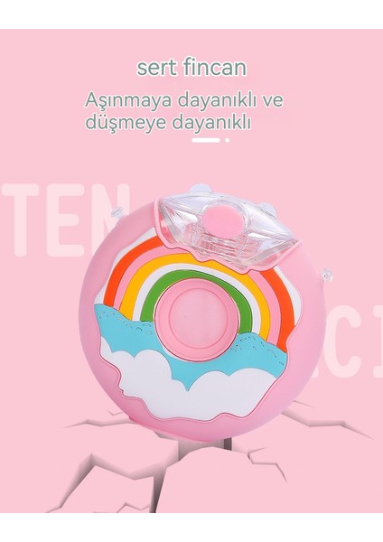 Donut Plastik Su Bardağı Çocuk Karikatür Silikon Kapak Anti-Düşme Su Isıtıcısı (Yurt Dışından)