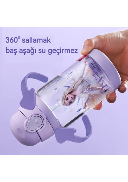 Çocuk Pipetli Bardak Öğrenci Taşınabilir Su Şişesi Anti-Sonbahar Düz Içme Suyu Şişesi (Yurt Dışından)