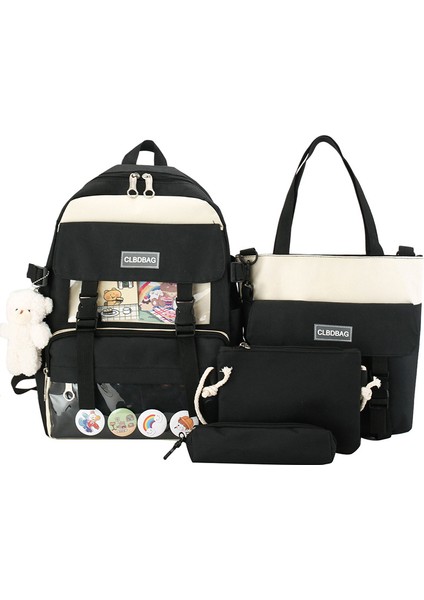 Öğrenci Okul Çantası Büyük Kapasiteli Sırt Çantası (Dörtlü Set) (Yurt Dışından)