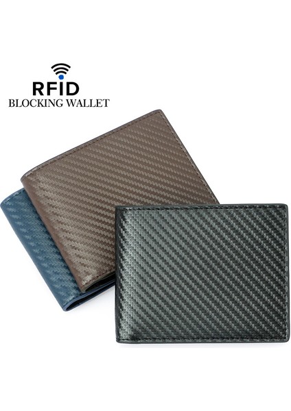 Karbon Fiber Cüzdan Rfıd Hakiki Deri Erkek Cüzdan (Yurt Dışından)