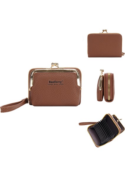 Kadın Fermuarlı Bozuk Para Cüzdanı Akordeon Kartlıklı Mini Clutch (Yurt Dışından)