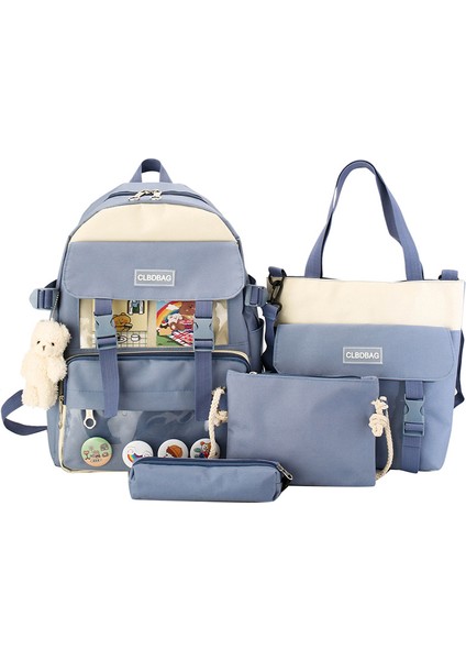 Öğrenci Okul Çantası Büyük Kapasiteli Sırt Çantası (Dörtlü Set) (Yurt Dışından)