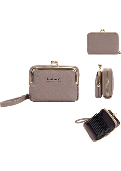Kadın Fermuarlı Bozuk Para Cüzdanı Akordeon Kartlıklı Mini Clutch (Yurt Dışından)