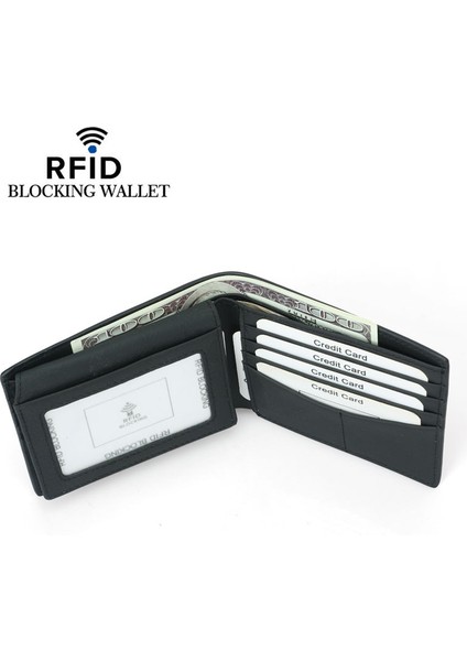 Karbon Fiber Cüzdan Rfıd Hakiki Deri Erkek Cüzdan (Yurt Dışından)