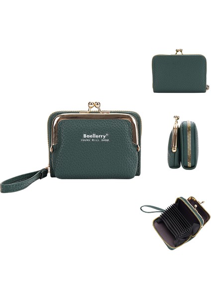 Kadın Fermuarlı Bozuk Para Cüzdanı Akordeon Kartlıklı Mini Clutch (Yurt Dışından)