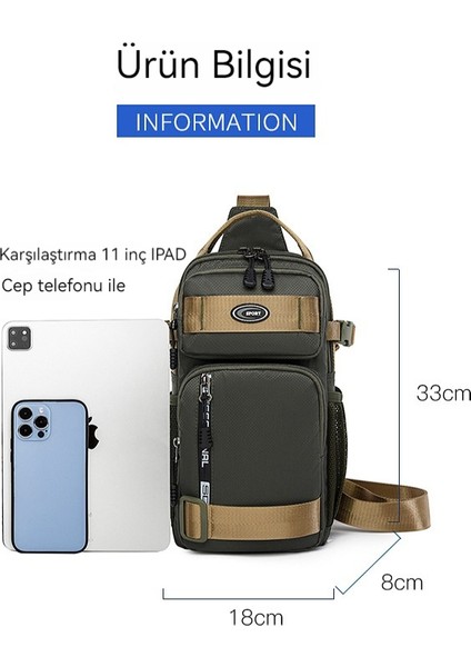 Büyük Kapasiteli Crossbody Çanta Erkek Su Geçirmez Göğüs Çantası (Yurt Dışından)