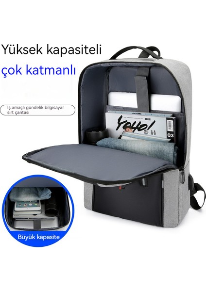Erkek Sırt Çantası USB Şarj Iş Bilgisayar Çantası Çok Fonksiyonlu Öğrenci Okul Çantası (Yurt Dışından) indirimleri
