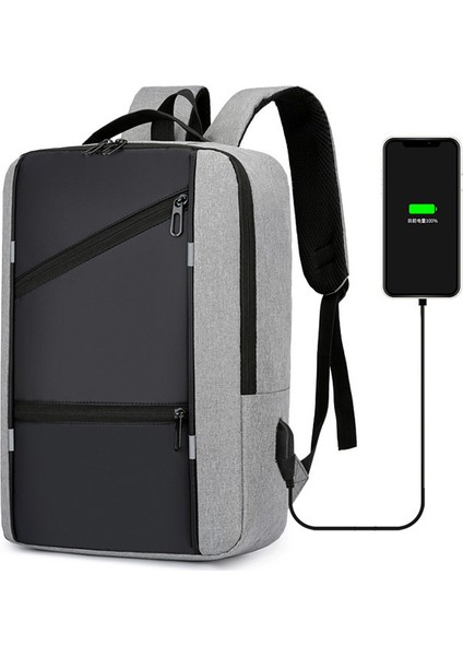 Büyük Kapasiteli Öğrenci Okul Çantası USB Şarj Sırt Çantası Eğlence Bilgisayar Çantası (Yurt Dışından)