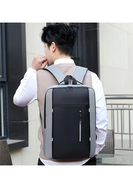 Erkek Sırt Çantası USB Şarj Iş Bilgisayar Çantası Çok Fonksiyonlu Öğrenci Okul Çantası (Yurt Dışından) fırsatları