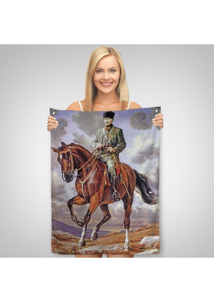 At Üstündeki Mustafa Kemal Atatürk Duvar ÖRTÜSÜ-HALISI-6462