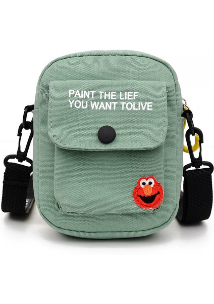 Öğrenci Tuval Çanta Mini Cep Telefonu Çantası Sevimli Omuz Çantası (Yurt Dışından)