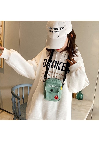 Öğrenci Tuval Çanta Mini Cep Telefonu Çantası Sevimli Omuz Çantası (Yurt Dışından) modelleri
