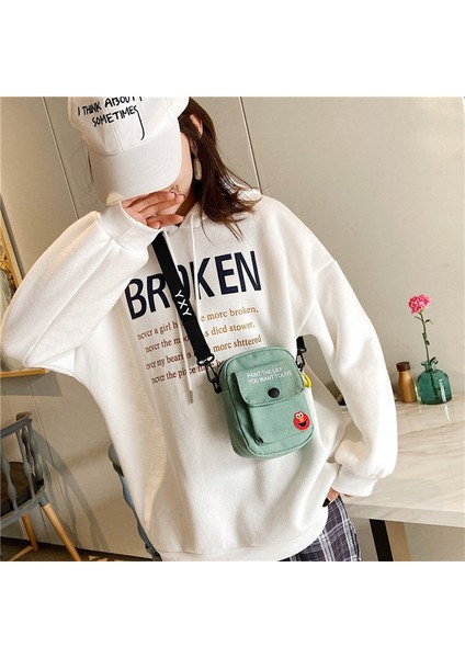 Öğrenci Tuval Çanta Mini Cep Telefonu Çantası Sevimli Omuz Çantası (Yurt Dışından) fırsatları