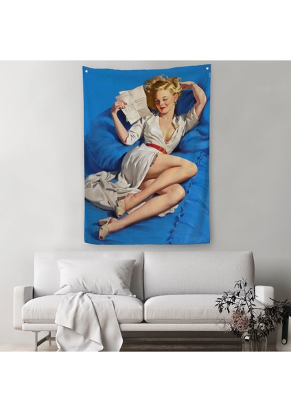 Gil Elvgren Pin-Up Aşk Mektubu Duvar ÖRTÜSÜ-HALISI-6449