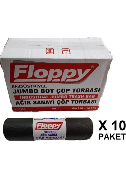 Extra Da Lı Çöp Torbası 80X110 cm Jumbo Boy 800 gr Siyah 1 Koli (10X10=100 Adet)