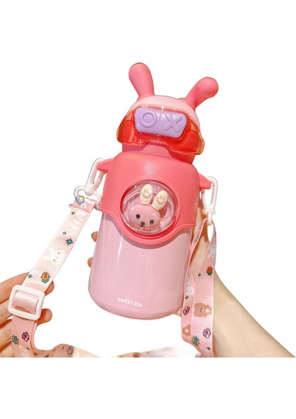 Tavşan Pipetli Diagonal Termos Su Şişesi 500ML (Yurt Dışından)