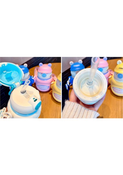 Çapraz Pipetli Çocuk Çelik Su Şişesi 450ML (Yurt Dışından) fırsatları