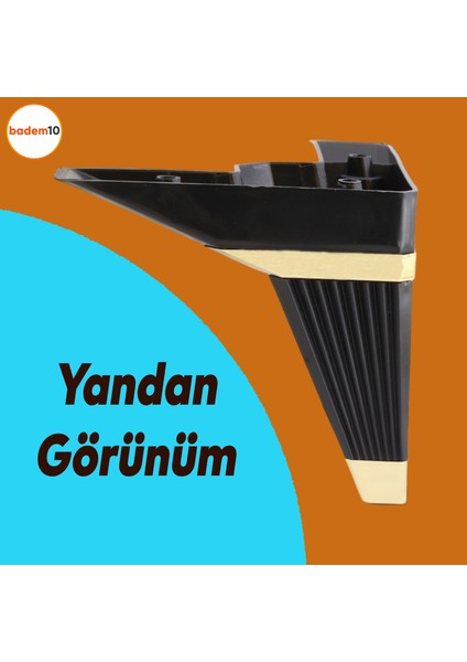 Alcazar Lüks Mobilya Kanepe Sehpa Tv Ünitesi Koltuk Ayağı Baza Ayakları Köşe 14 Cm Siyah Altın