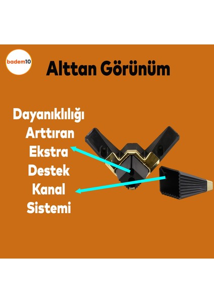 Alcazar Lüks Mobilya Kanepe Sehpa Tv Ünitesi Koltuk Ayağı Baza Ayakları Köşe 14 Cm Siyah Altın