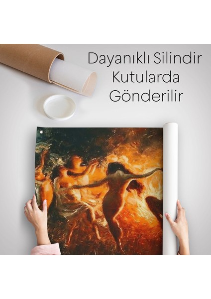 Şabat Ayinin De Ateş Etrafında Dans Eden Kadınlar Duvar ÖRTÜSÜ-HALISI-6568