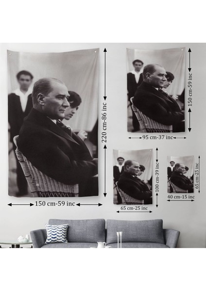 Iskembe'de Oturan Mustafa Kemal Atatürk Duvar Örtüsü - HALISI-6315 modelleri