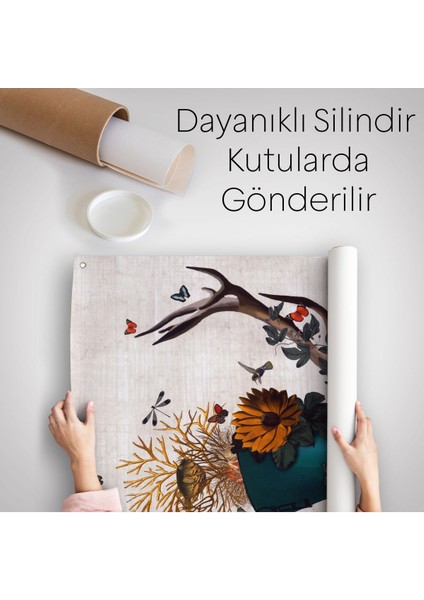 Sürreal Şapkalı Geyik Dekoratif Duvar ÖRTÜSÜ-HALISI-6468