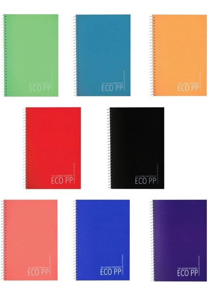 Eco Pp 80 Yaprak. A4 Spiralli Pp. Kapak Defter Çizgili 8 Adet