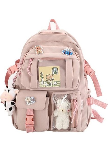 Çok Bölmeli Büyük Kapasiteli Sırt Çantası - Pembe (Yurt Dışından)