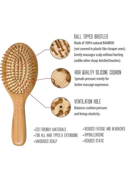 Saç Derisi Masajı Için Bambu Saç Fırçası (Yurt Dışından) modelleri
