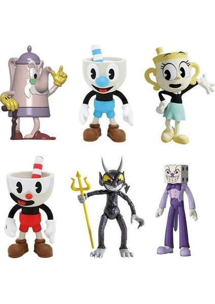 6 Adet Cuphead Mugman Dekoratif Süs Oyuncak (Yurt Dışından)