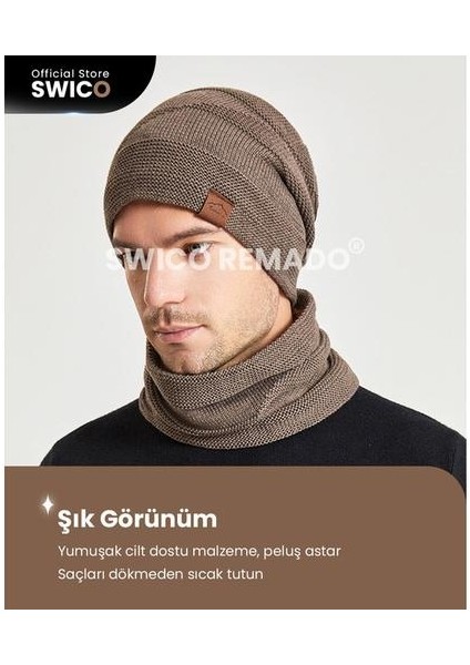 Erkek Kışlık Şapka Takımı - Gri (Yurt Dışından)