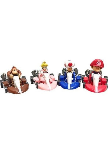 10 Adet Süper Mario Bros Kart Geri Çekin Araba Motosiklet Pvc Figure Oyuncak (Yurt Dışından)