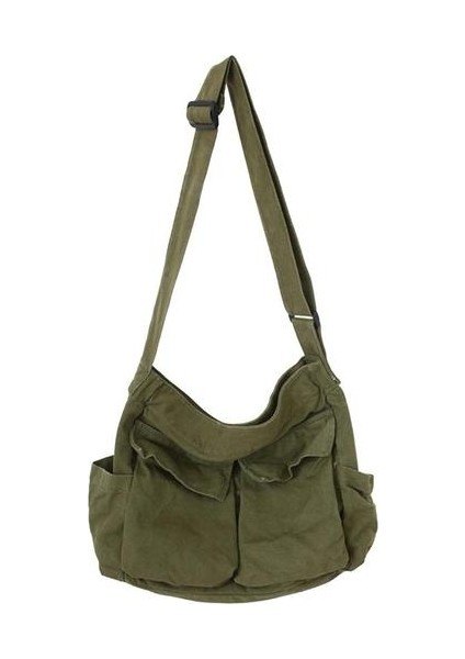 Moda Omuz Çantası Messenger Çanta Alışveriş Çantaları Kız Için Tuval Satchel Bir Boyutu Yeşil (Yurt Dışından)