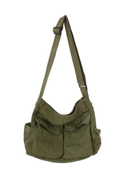 Moda Omuz Çantası Messenger Çanta Alışveriş Çantaları Kız Için Tuval Satchel Bir Boyutu Yeşil (Yurt Dışından)