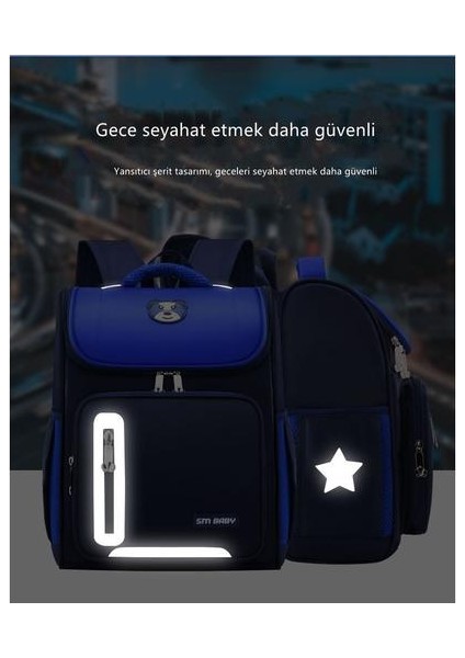 Ilkokul Öğrencilerinin Sırt Koruması ve Gece Yansıtıcı Okul Çantası (Yurt Dışından)