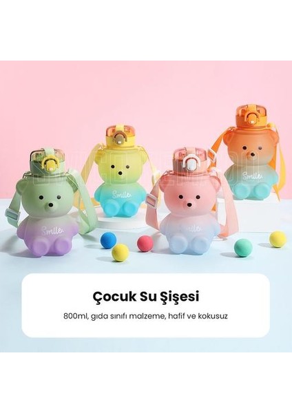 800ML Ayı Modeli Çocuk Su Şişesi 800ML - Pembe / Açık Mor (Yurt Dışından) fiyatları