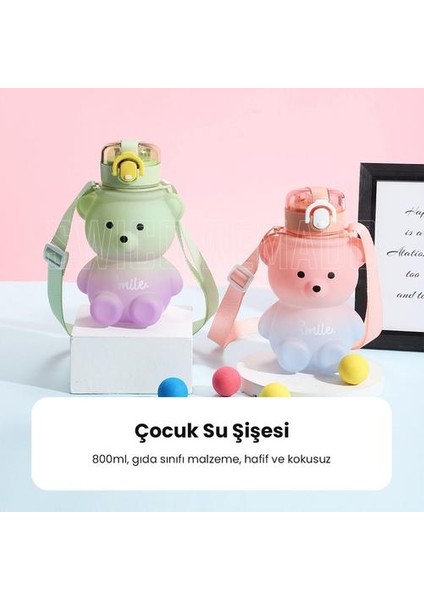 800ML Ayı Modeli Çocuk Su Şişesi 800ML - Pembe / Açık Mor (Yurt Dışından) modelleri