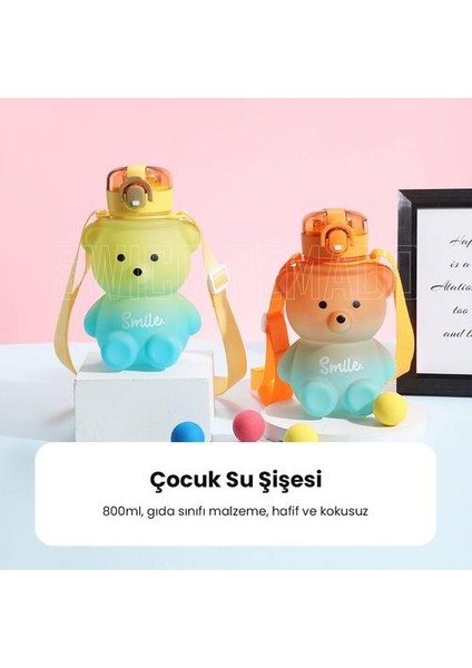 800ML Ayı Modeli Çocuk Su Şişesi 800ML - Pembe / Açık Mor (Yurt Dışından) fırsatları