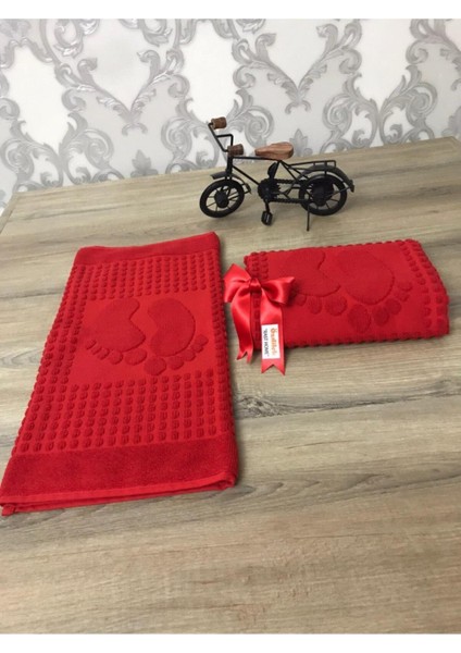 Banyo Ayak Havlusu 2'li(Kırmızı