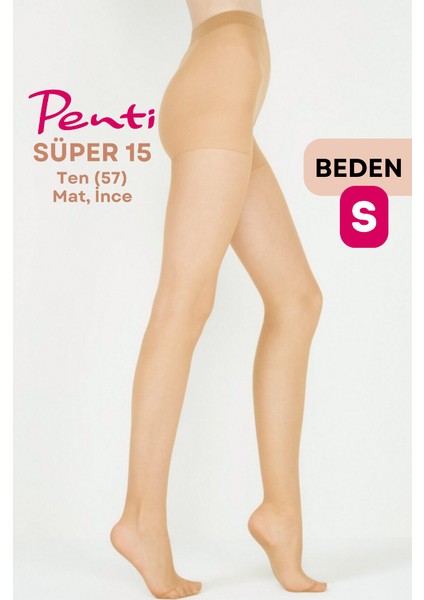 Süper 15 Den Mat Ince Külotlu Çorap Ten/nude (57) - 1 Numara Small