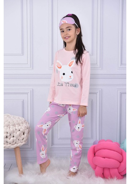 Pija Kids Pembe Tavşanlı Puantiyeli Kız Çocuk Pijama Takımı 17027