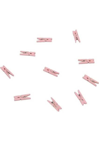 Pembe Renk Ahşap Minik Renkli Mandal Fotoğraf Asmalık Dekoratif Kağıt Tutucu Mini Mandal 50'li modelleri